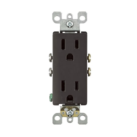 Leviton Duplex Straight Blade Receptacle, 5-15R, 15 A, 125V AC, 2 Pole, 3 Wire, Grounded 05325-00S